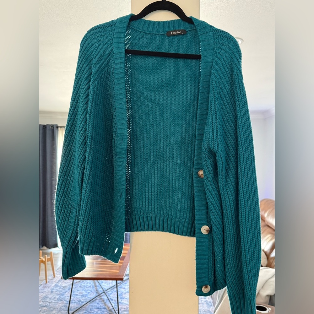 Teal Women's Sweater Cardigan